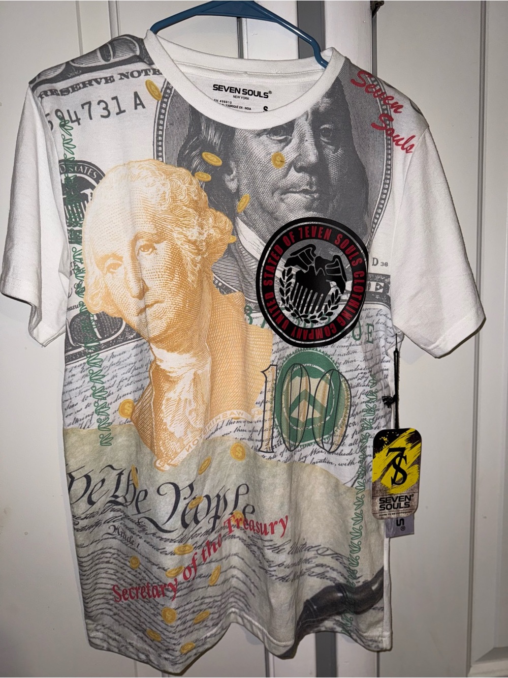 Seven Souls White Short Sleeve Money Graphic Tee